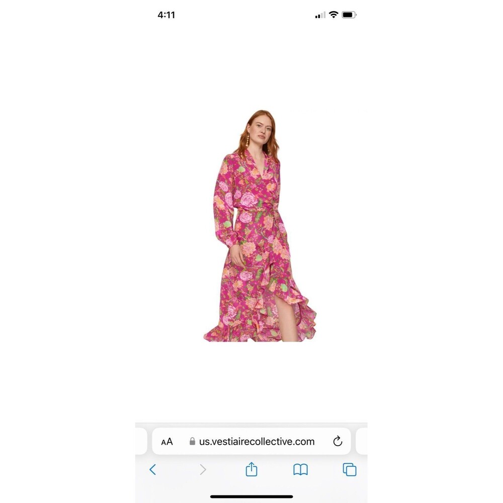 ROCOCO SAND XL Extra Large Wrap Dress Multicolor floral crepe 3/4 sleeves V-neck